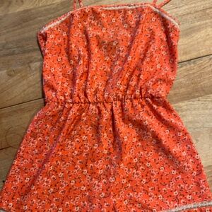Floral Orange Sleeveless Dress